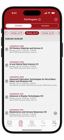 SPIE Conferences screenshot