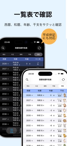 西暦和暦早見表｜年齢＆干支も一瞬でチェック app screenshot