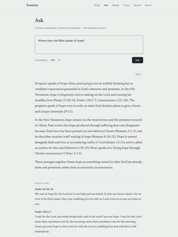 Examine: Scripture iPad screenshot