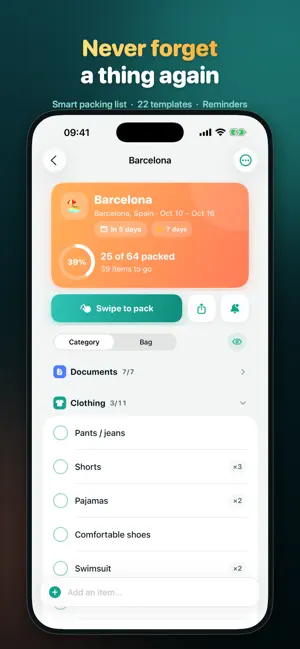 QuickPack: Smart Packing List screenshot 1