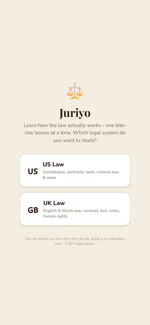 Juriyo: Learn US & UK Law screenshot 1