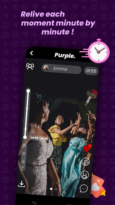 Purple. Social Timeline. Screenshot