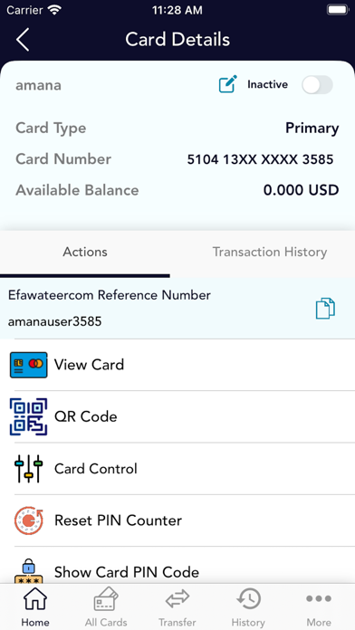 Amana PrePaid Cards Screenshot