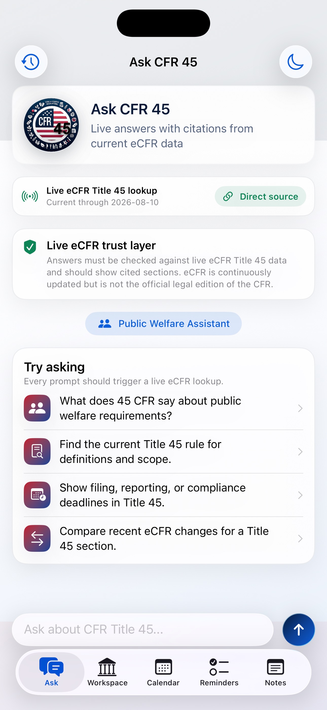 Screenshot 1 of CFR AI - Title 45