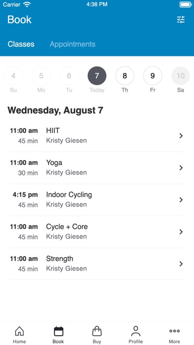 USBC Fitness Center Screenshot