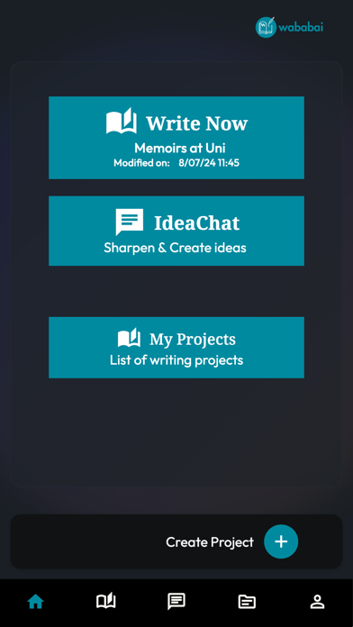 WABABAI Book Writing App Screenshot