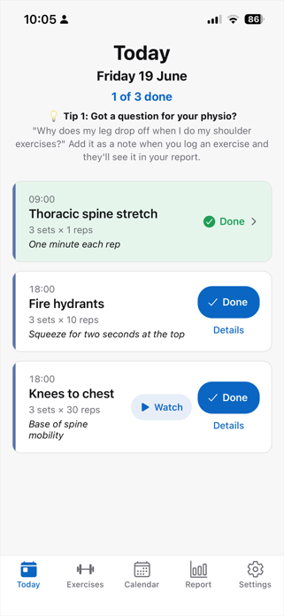 Physio Exercise Tracker Screenshot 1 of 4
