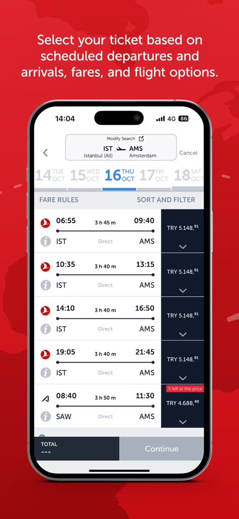 Turkish Airlines: Book Flights - 理想のフライト検索