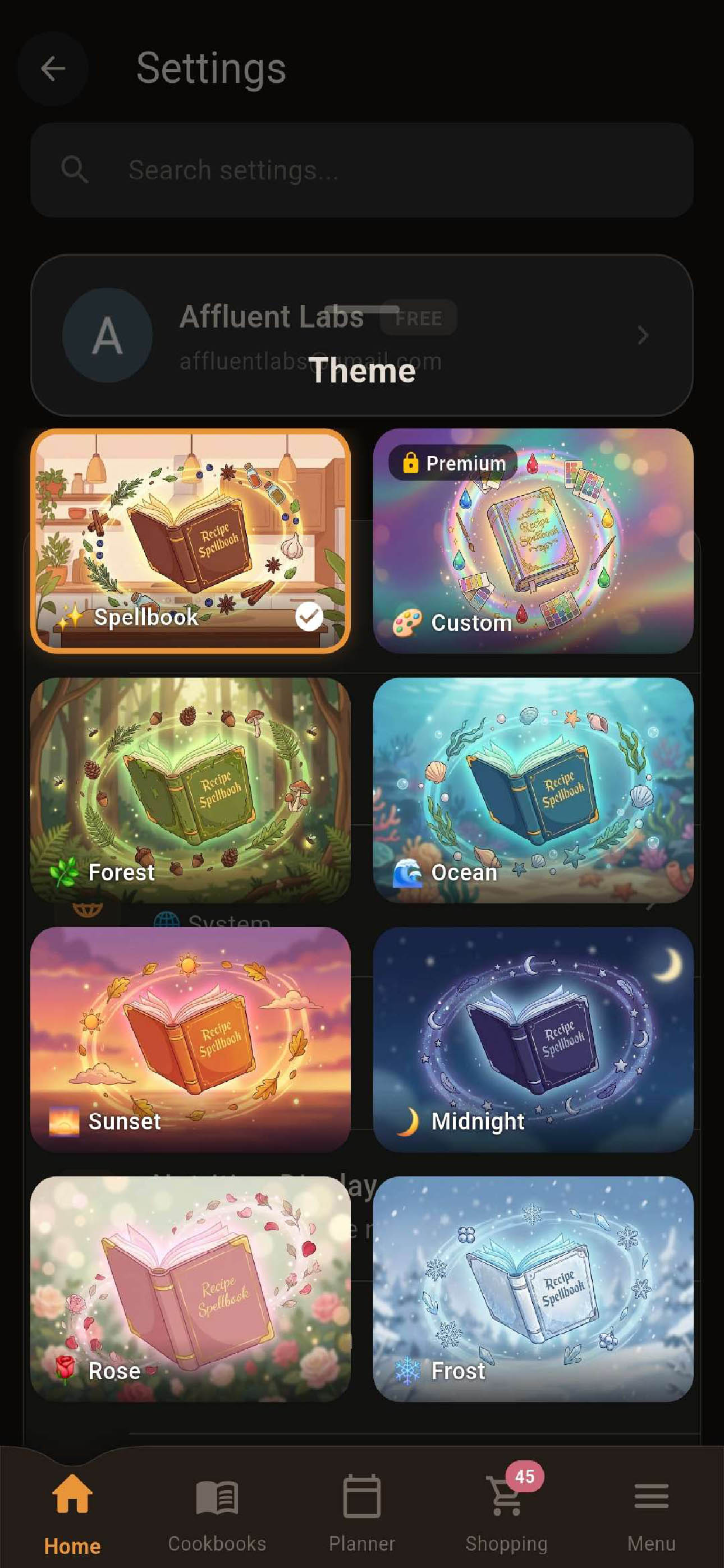 Recipe Spellbook: Meal Planner