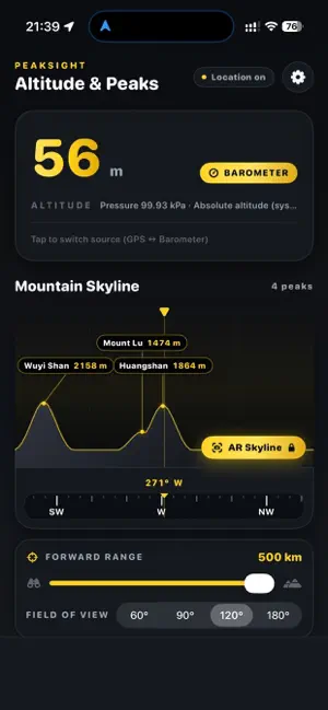 PeakSight - Altitude & AR screenshot 1