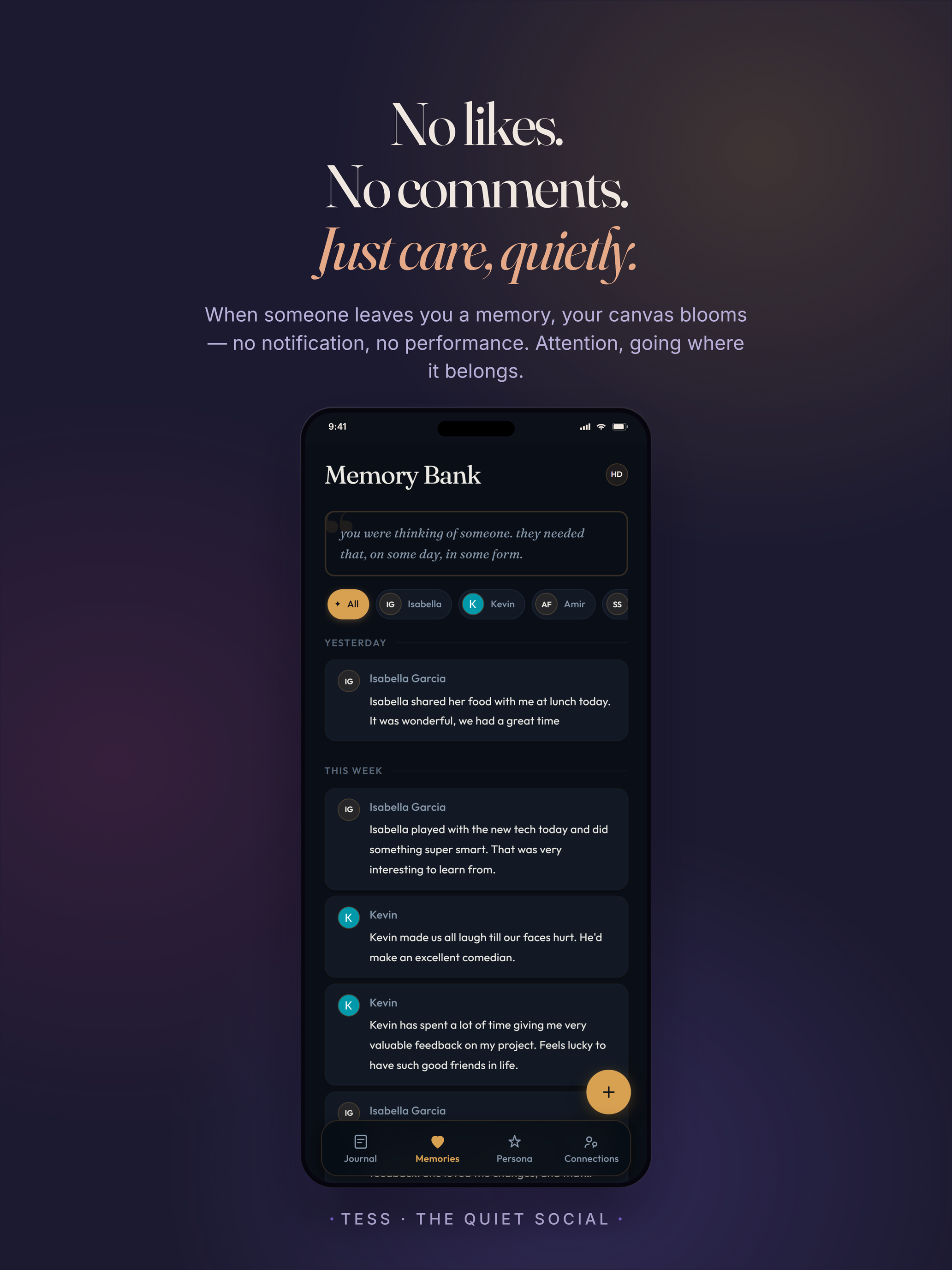 tess – Write · Connect · Bloom