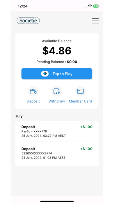 Societie Group eWallet Screenshot