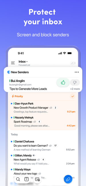 Spark AI Email & Calendar Screenshot