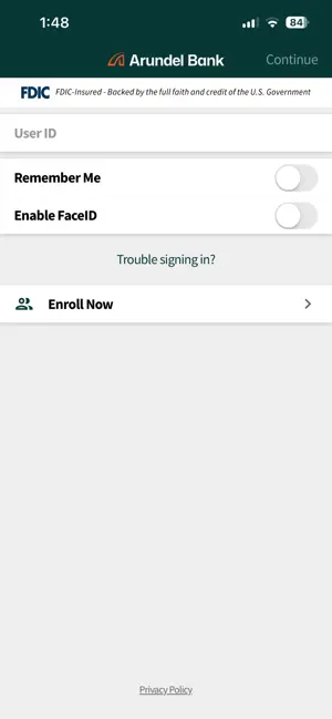 Arundel Bank Mobile Banking screenshot 1