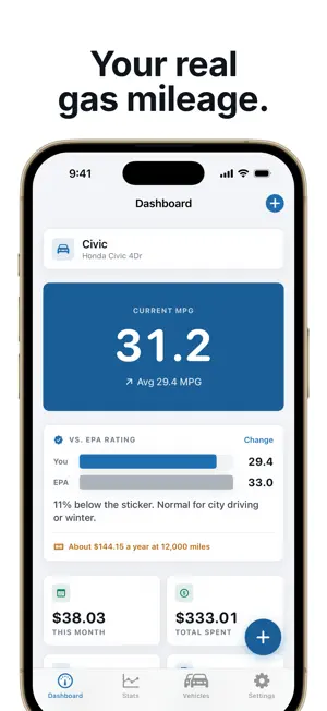 Gas Mileage Tracker screenshot 1