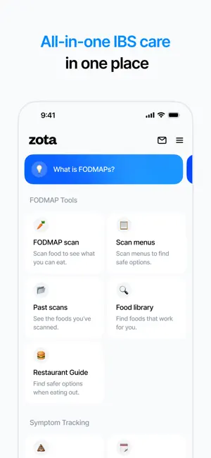 Zota Health: FODMAP Scan & IBS screenshot 1
