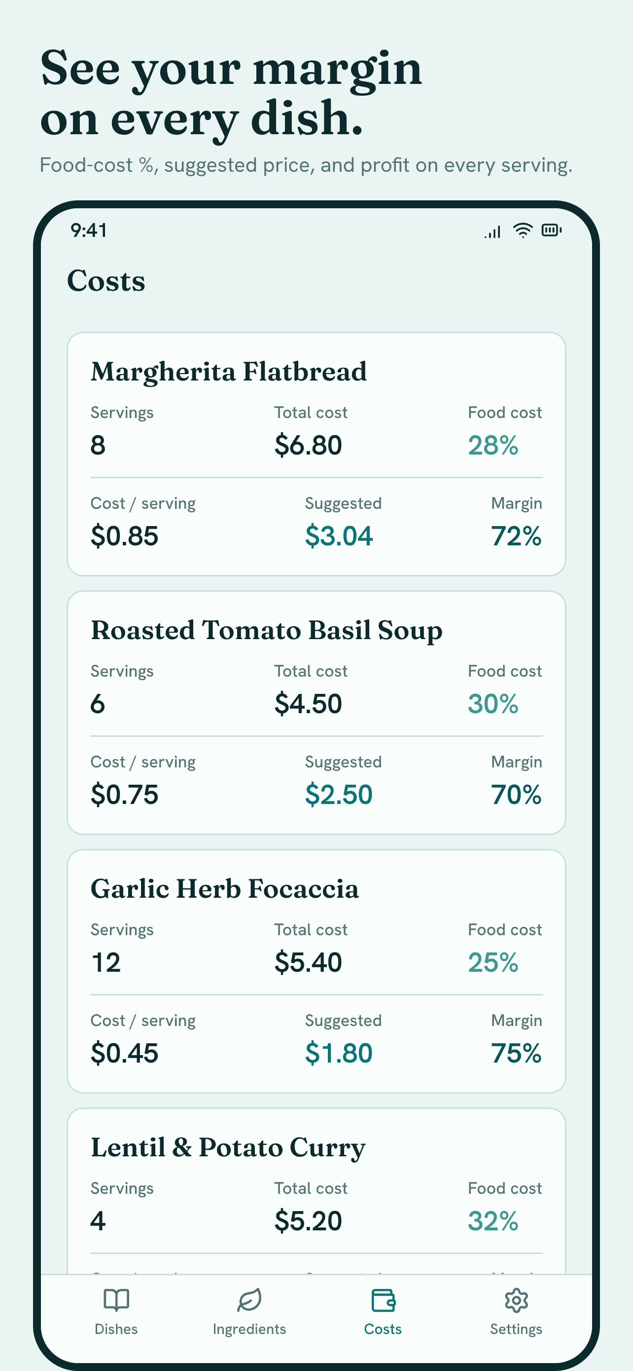 MenuMargin - Food Cost Calc screenshot 3