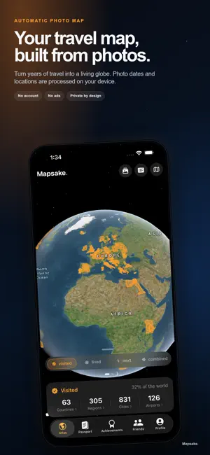 Mapsake: Photo Travel Map screenshot 1