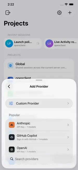 OpenClient for OpenCode iPhone screenshot 3