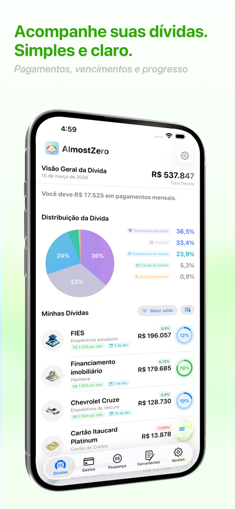 AlmostZero - Controle Dívidas screenshot 1