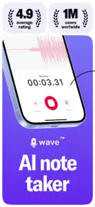 Wave: AI Note Taker, Notebook screenshot #1 for iPhone