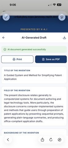 Patent by k-A.i iPhone screenshot