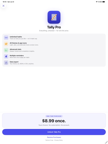 Tally — Daily Habits iPad screenshot