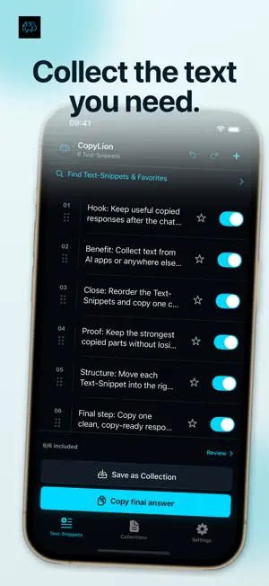 CopyLion: Text Snippets screenshot 1