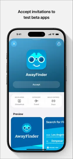 Capture d'écran de TestFlight sur iPhone 2