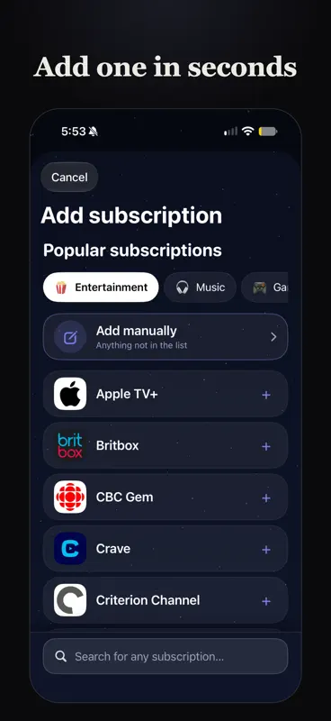 Moons: Subscription Tracker screenshot 2 of 5