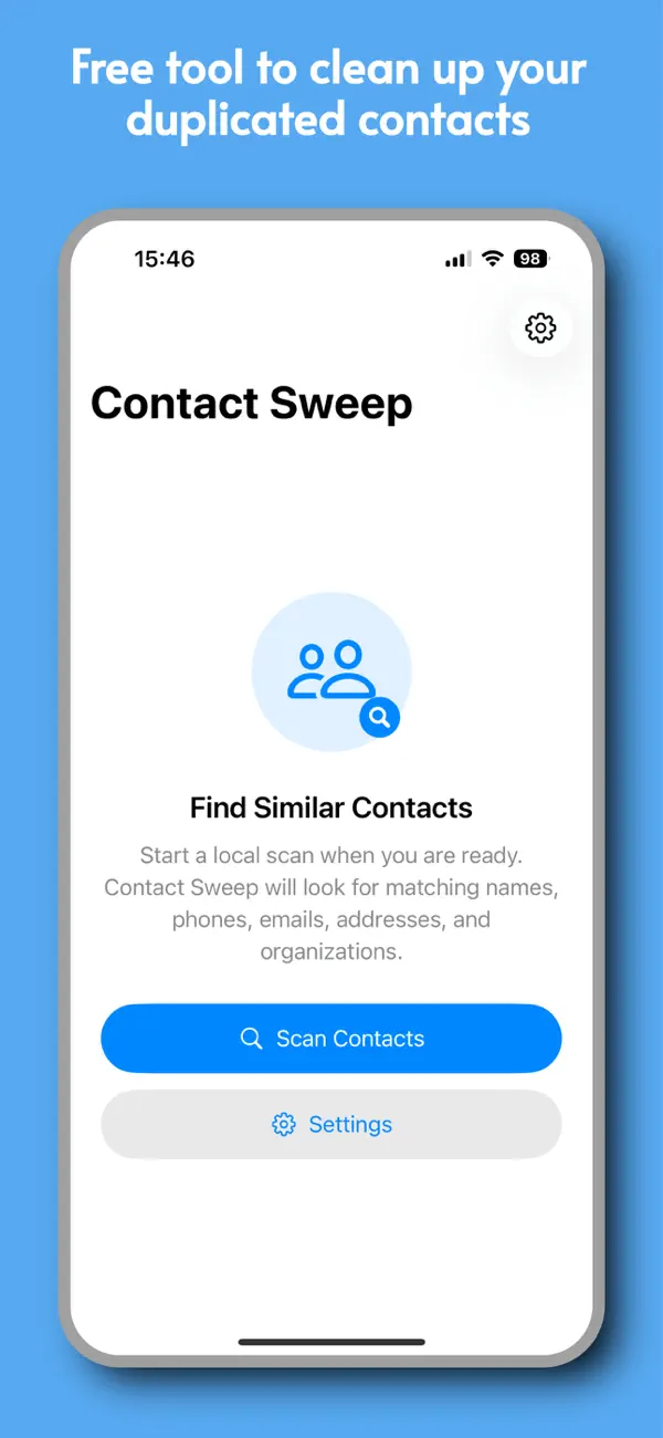 Screenshot #1 pour ContactSweep - Find Duplicates