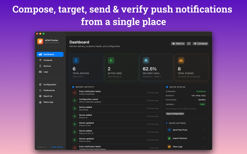 #1. APNS Pusher+ (macOS) Ved: Abdullah Al Mamun