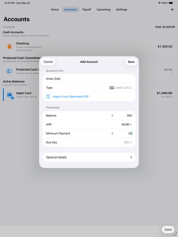 BalancePilot iPad screenshot