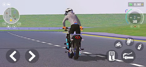 Moto Rider: Speed Chase - Discover the game's immersive gameplay with a rear-view perspective of the rider on an open road and detailed motorbike models.