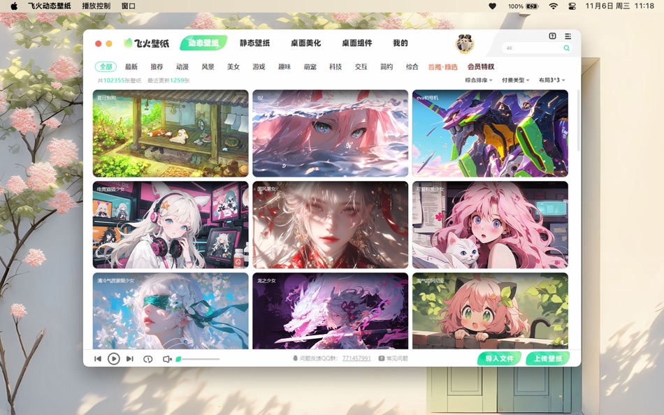 #3. 飞火动态壁纸-4k超清视频桌面主题壁纸引擎 (macOS) 作者: 合肥诺拉网络科技有限公司