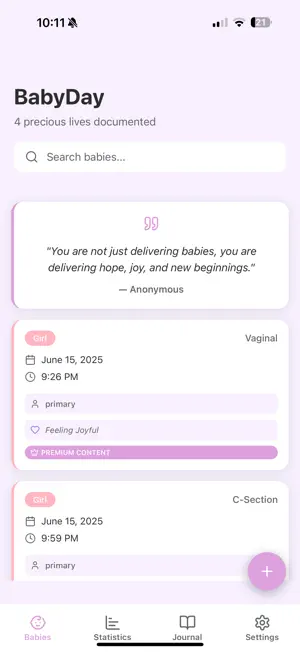 BabyDay - Birth Care Tracker screenshot 1