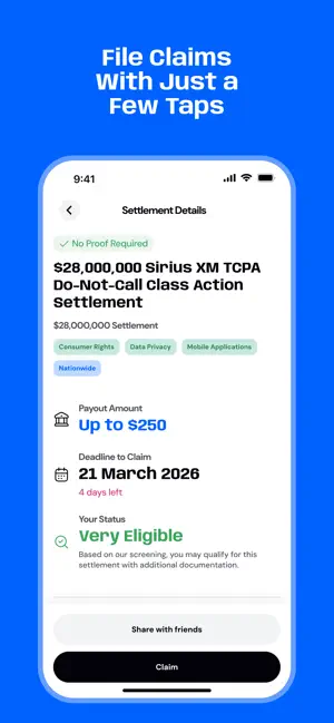 Settlemate: Claim Savings app screen 4