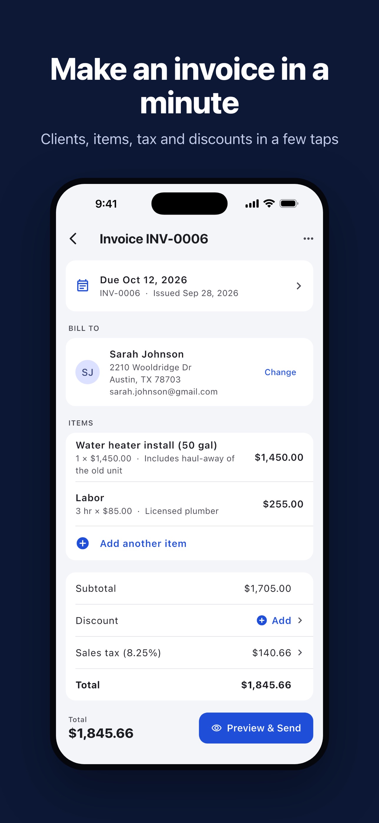 Screenshot 1 of TapBill: Invoice Maker