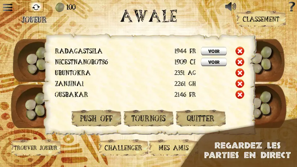 Capture d'écran de Awale Online sur iPhone 4
