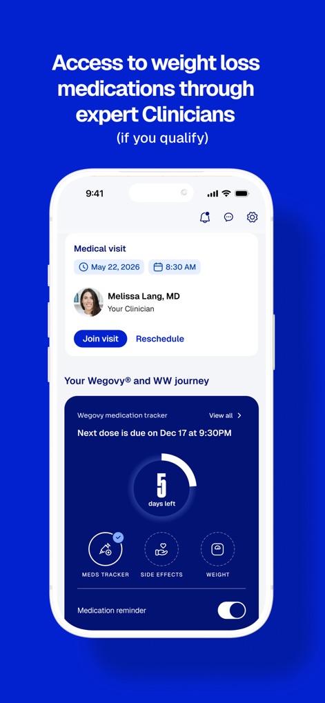 WeightWatchers Program - Clinical Support & Meds