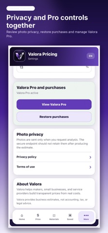 Valora Pricing screenshot