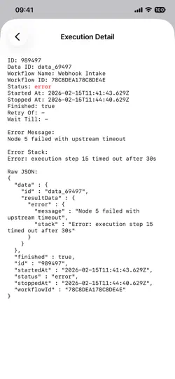 Скриншот N8n Triage на iPhone 5