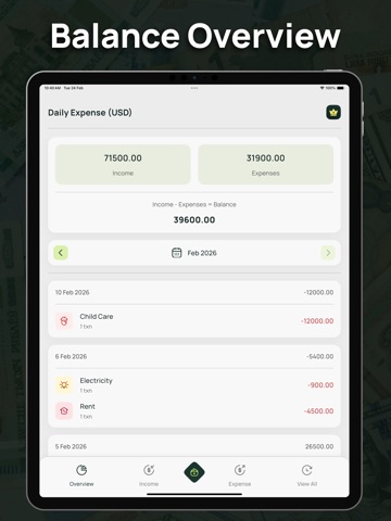 Daily Expense Manager. iPad screenshot
