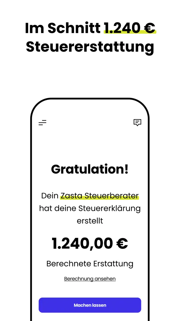 Zasta – Super-App für Steuern iPhone App Screenshot 2 – Finanzen