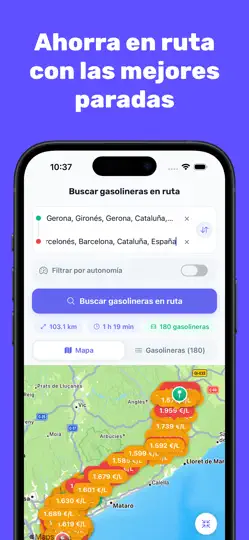 Captura de pantalla de Gasfy: Gasolineras Baratas en iPhone 3