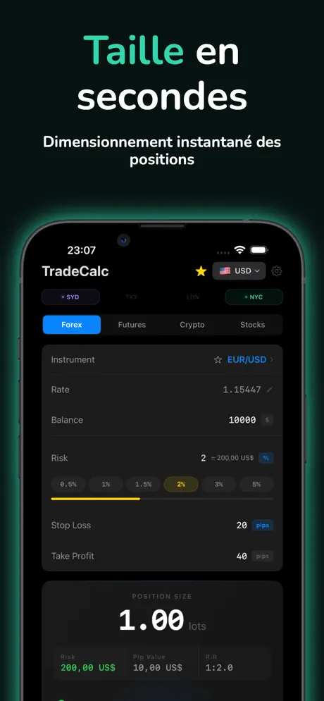 TradeCalc - Taille de Position — capture d'écran iPhone 1