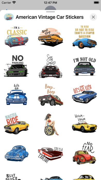 American Vintage Car Stickers Screenshot