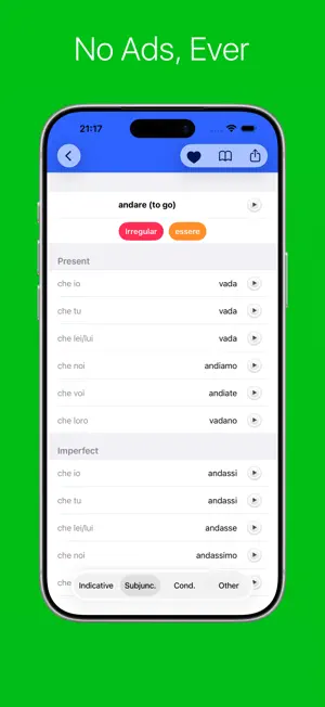 Italian Verb Conjugator Pro screenshot 1