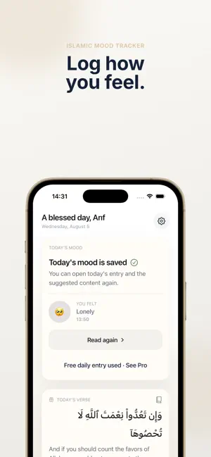 Refa: Islamic Mood Tracker screenshot 1