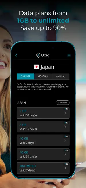 Ubigi: Travel eSIM mobile data screenshot 2